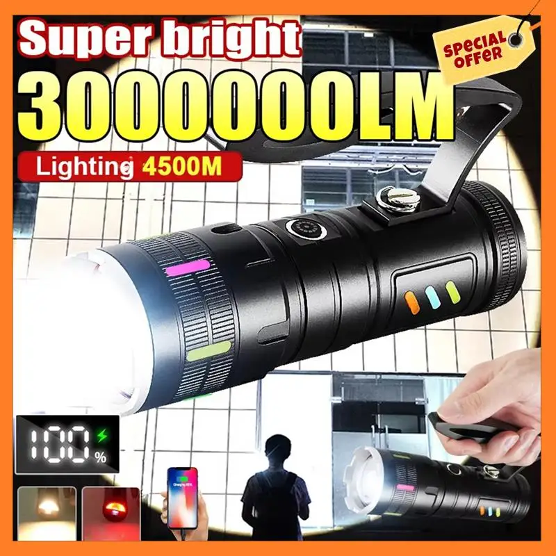 

AD08-Ultra-Powerful 800W LED Flashlight USB Rechargeable, Super Bright, Long Range, Tactical Torch For Fishing And Camping