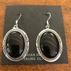 Pendientes de aro de piedra de ónix negro de Dang para mujer, aretes sin fin, Color plateado, moda Vintage, nuevo