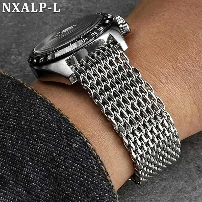Luxuriöses Mesh-Haifischband 18mm 20mm 22mm 24mm für Seiko für Omega Armband Dicke 4,5mm Milanaise Edelstahl Uhrenarmband