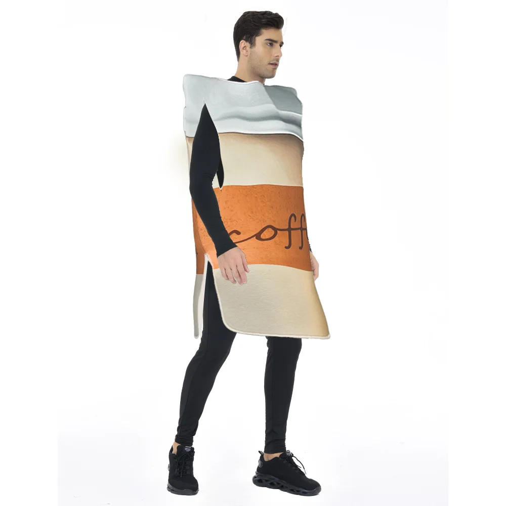 

Adult Coffee Themed Sponge Outfit Digital Printing Carnival Stage Prop Costume