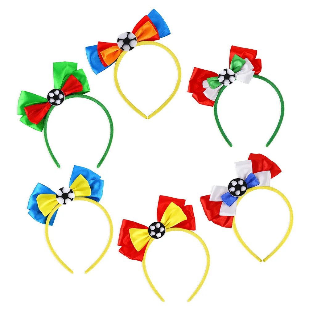 

Набор из 6 повязок на голову для футбольных фанатов: уникальный дизайн с бантом, удобные, для длительного ношения, для вечеринок, фестивалей, фотосессий