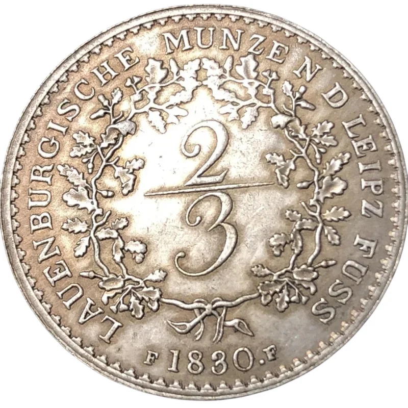 1830 Germany Duchy of Lauenburg 2/3 Thaler Silver Plated Copy Coin