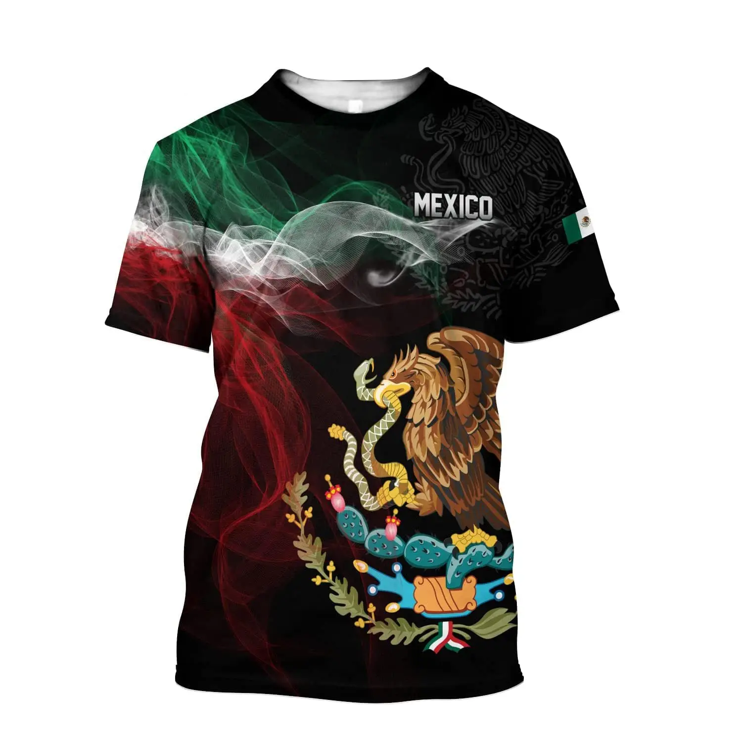 Full Print Mexican Flag Tshirt For Men Short Sleeves Summer 3d Printing Mexico Tee Tops Streetwear Mens Oversized T Shirt