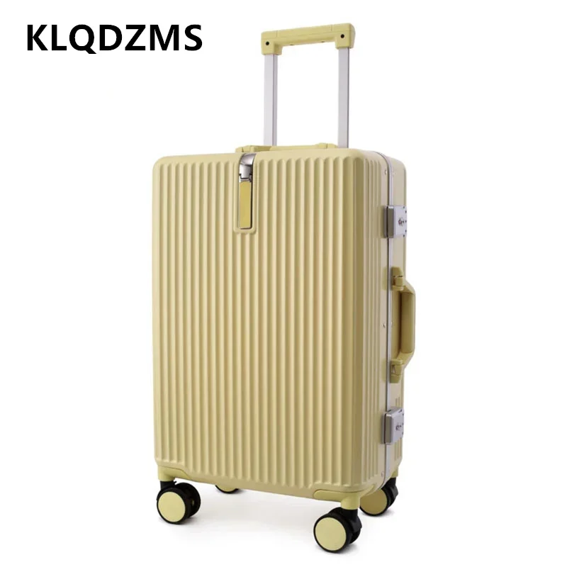 KLQDZMS High Quality Suitcase ABS+PC 20 Inch Boarding Box 18"22"24"26 Aluminum Frame Trolley Case with Wheels Rolling Luggage