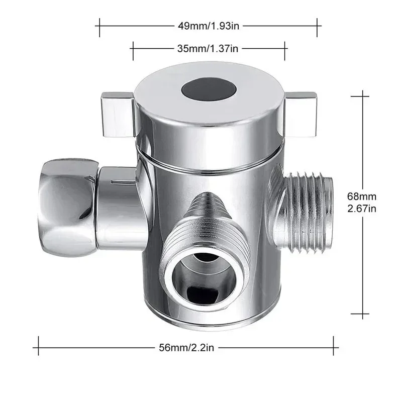 ABS Diverter Valve Shower Arm Diverters 3 Way Water Separator for Hand Held Showerhead and Fixed Spray Head G1/2\