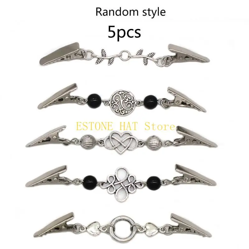 

49MF Sweater Clip Chain Shawl Pin Cape Clasp Cardigan Clamps Sew On Hook Clip for Women Clip Flower Scarf Clip