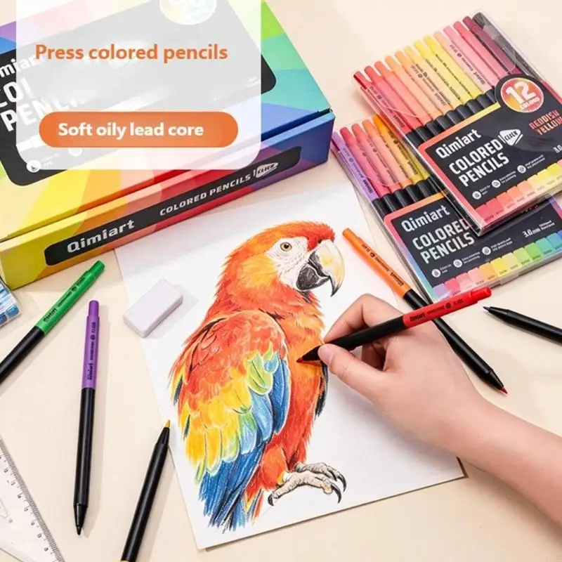 

Set Of 12 Retractable 3.0mm Soft Cores Colored Pencils Oil Based Mechanical Colored Pencils For Drawing And Sketching F19E