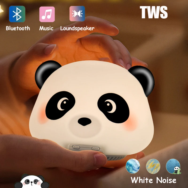 Cute Cartoon Bluetooth Speaker White Noise Mini Wireless Desktop Light Night TWS Music Box Speaker Soundbox Gift for Boys Girls