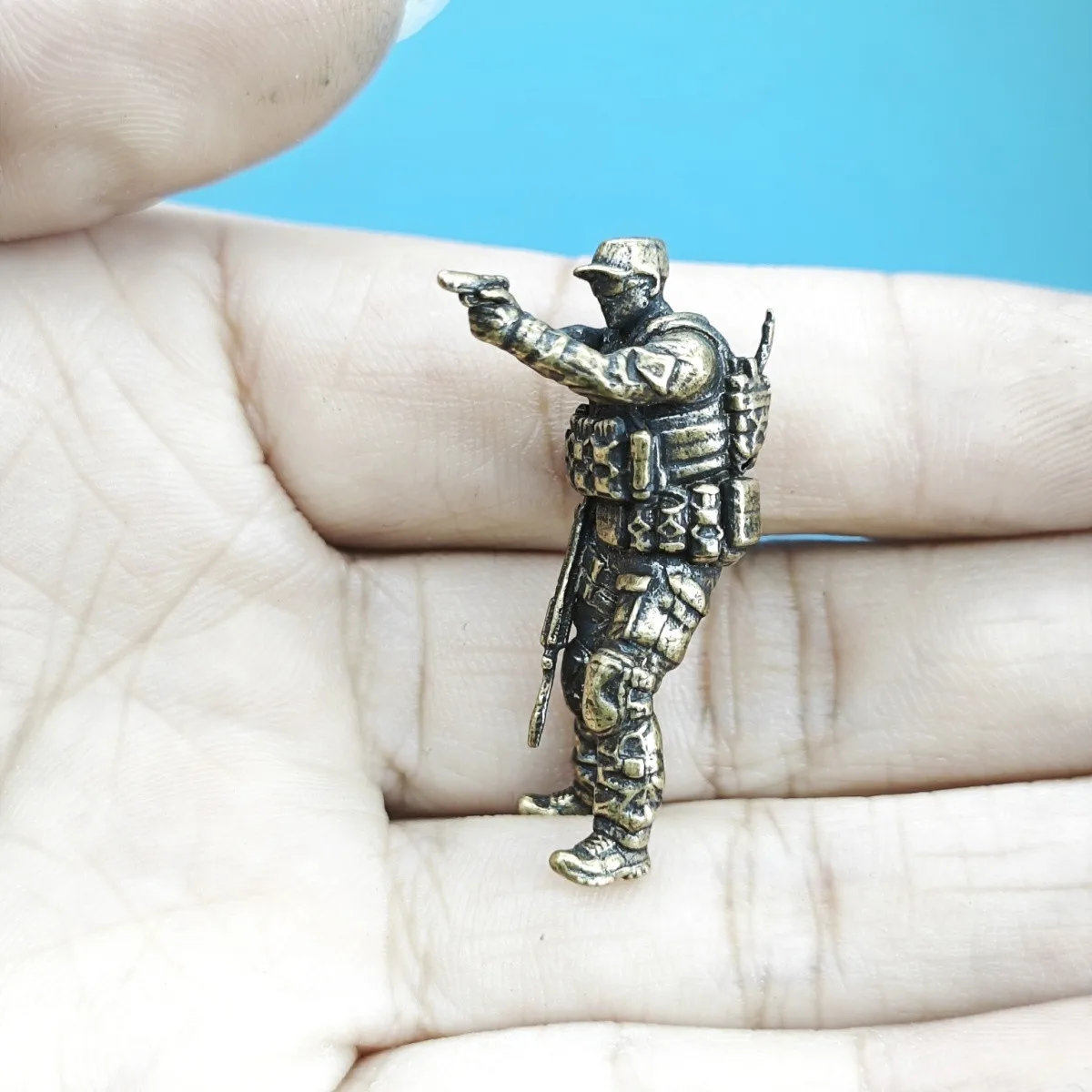 Brass Tactical Soldier Miniature Figure Military Diorama Sand Table Layout Decor Micro Landscape Tabletop Display Ornament