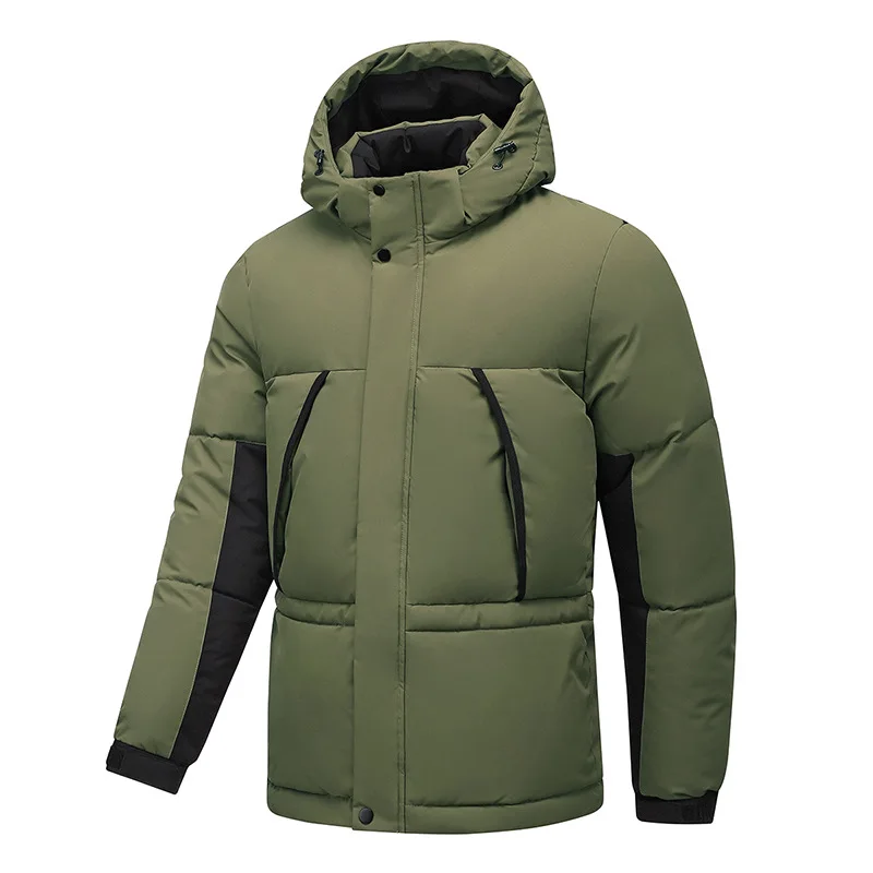 Men's Thickened Cotton-Padded Winter Coat with Detachable Hat Casual Warm Loose Trendy Jacket