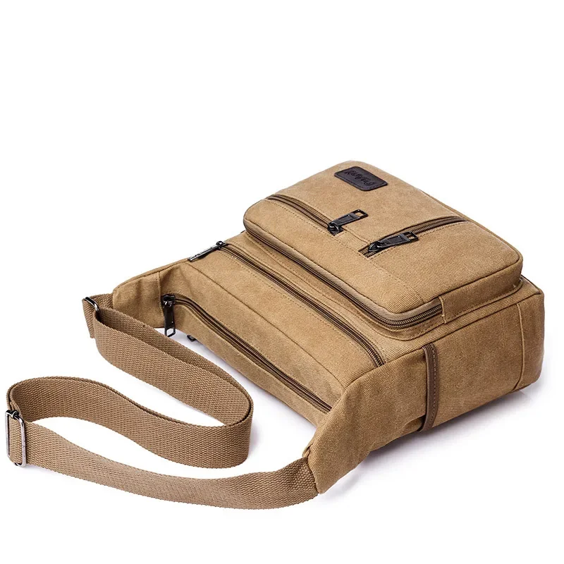 Bolso de mensajero de lona Horizontal para hombre, bolso de hombro para hacer negocios, bolso de viaje para teléfono móvil