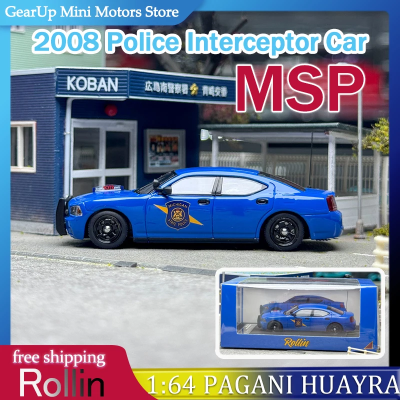 

Rollin 1:64 Dodge Charger MSP 2008 Police Interceptor Car Alloy Diecast Model In Stock American Muscle Fans Collectors Toy Gift