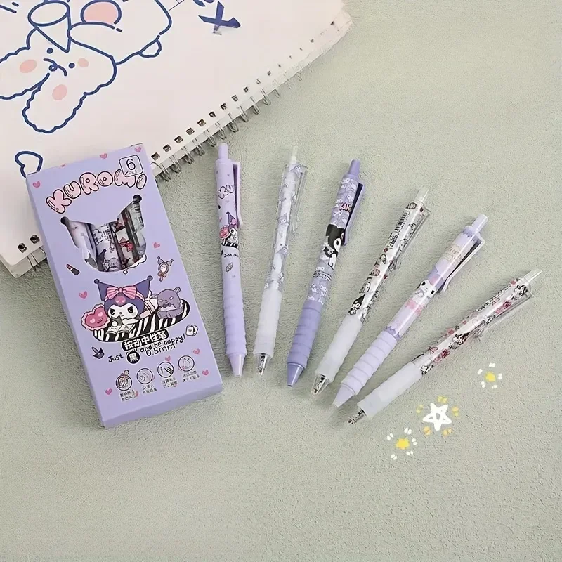 

Kuromi 12pcs Gel Pen Cartoon Set Sanrio Little Monster 0.5mm Black Press Quick-Drying Ultra Soft Sheathed Pen Study Stationery