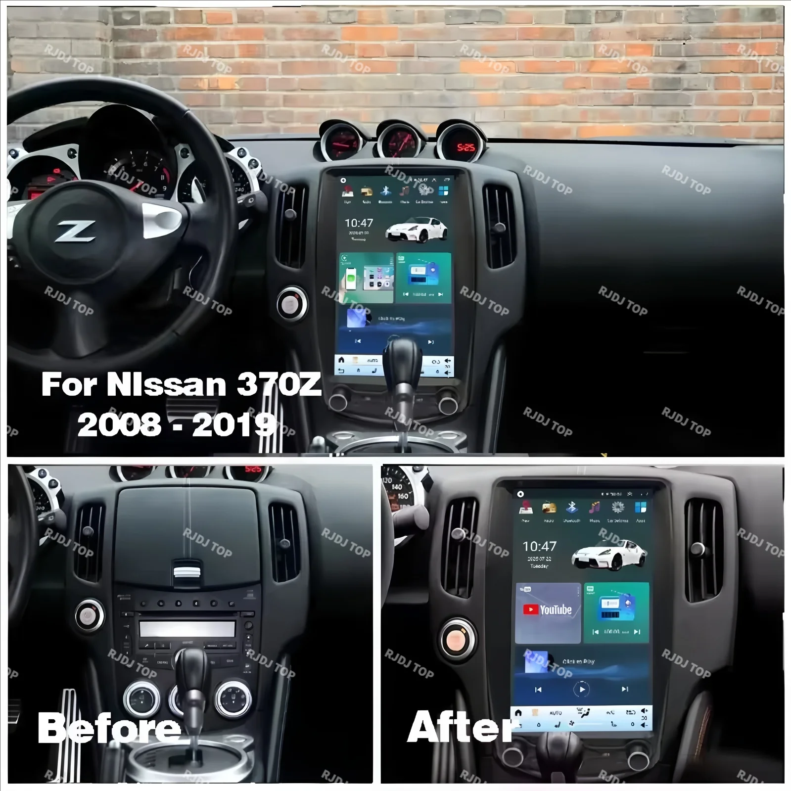 Wireless CarPlay For Nissan 370z Z34 2008-2019 Car Radio Multimedia Android14 Auto Tesla Screen Player GPS Navigation Bluetooth