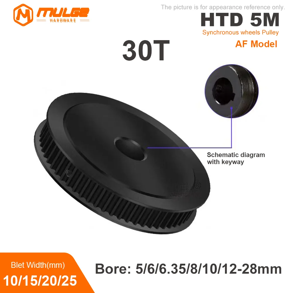 30 Teeth HTD5M 45# Steel Timing Pulley HTD 5M 30T Synchronous Wheel for Belt Width 10/15/20/25 Bore 5/6/6.35/8/10/12-28mm