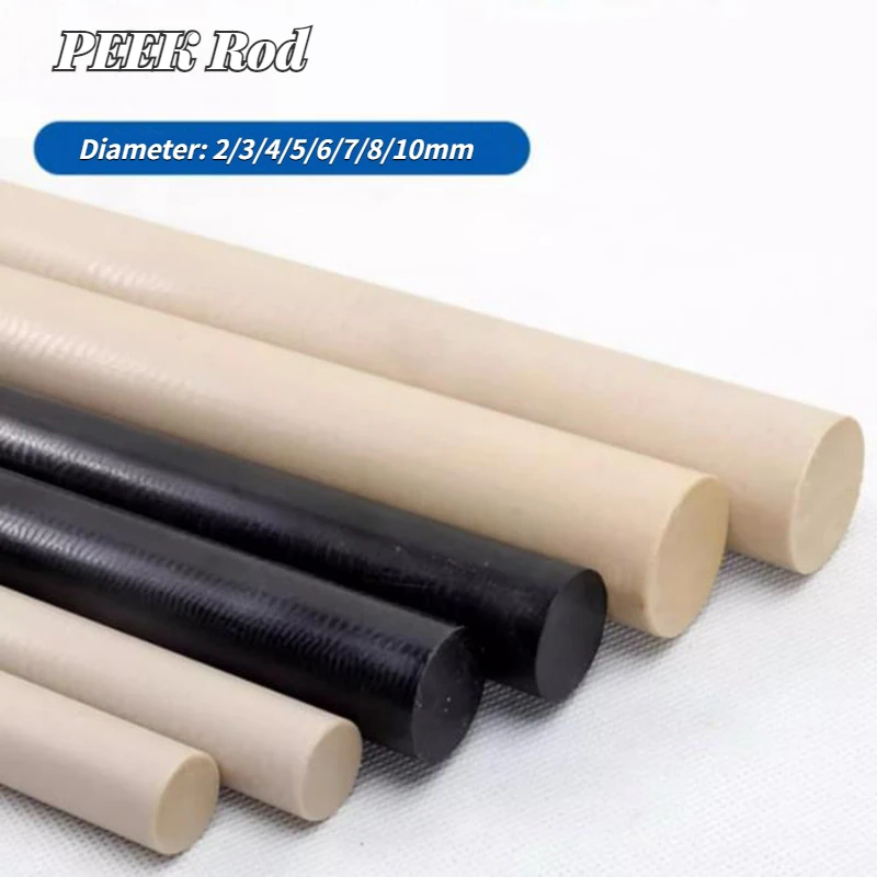Barra Peek para Haste de Polietileno Resistência a Altas Temperaturas Peça de Precisão Plásticos Especiais de Engenharia Comprimento 500 mm 1pc