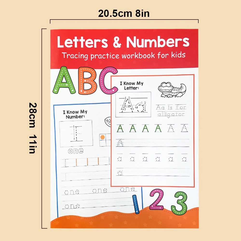 Numbers and Letters Early Education Writing Exercise Workbook Handwritting Practice Worksheets Trace Letters Montessori