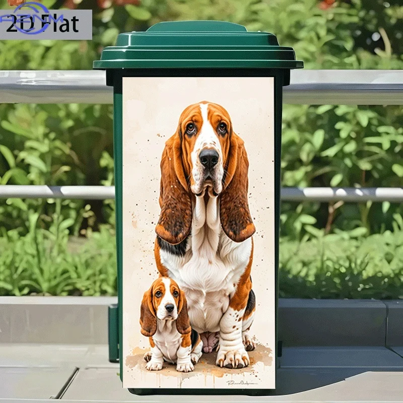 1pc of 2D Pattern Printed Sticker for Kitchen Trash Bins, Measuring , Featuring a Large Basset Hound Theme for Kitchen Home De