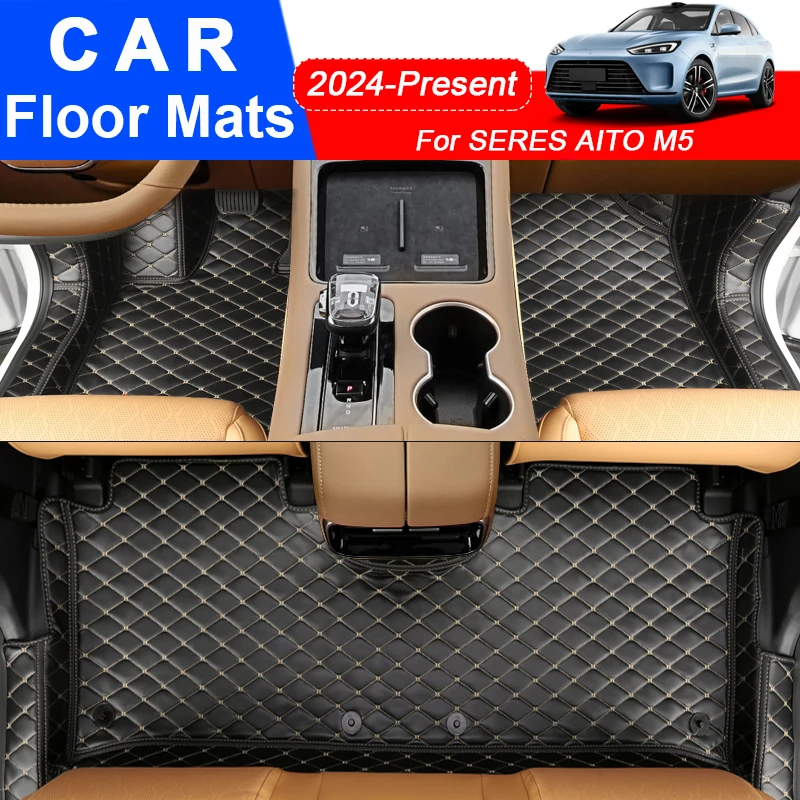 For SERES AITO M5 2024-Present Car Floor Mat 3D Full Surround Protect Liner Foot Pad Carpet PU Leather Waterproof Auto Accessory