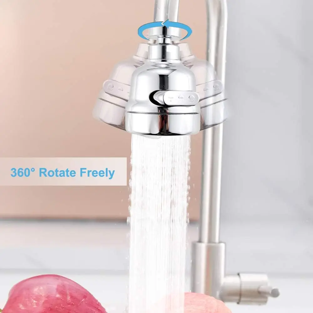360-degree Rotatable Kitchen Faucet 3 Modes Adjustable Sprinkler Head Removable Splash-proof Faucet Filter Kitchen Sink