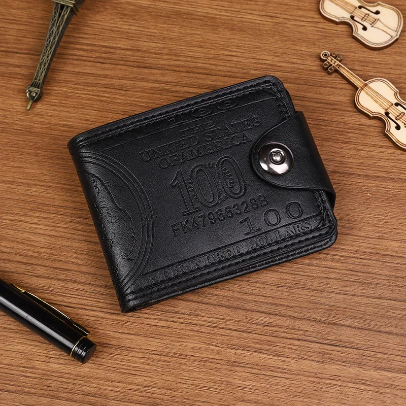 Portafoglio da uomo con popolare modello USD, borsa in PU ultraleggera, slot per schede multipli retrò multifunzionali