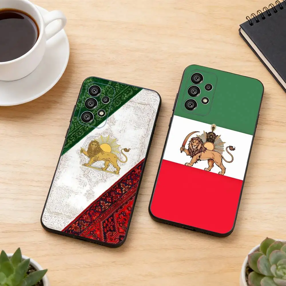 Lion Flag Of Iran Phone Case Black Silicone Soft For Samsung S25,S24,S21,S22,S23,S30,Ultra,S20,Plus,Fe,Lite