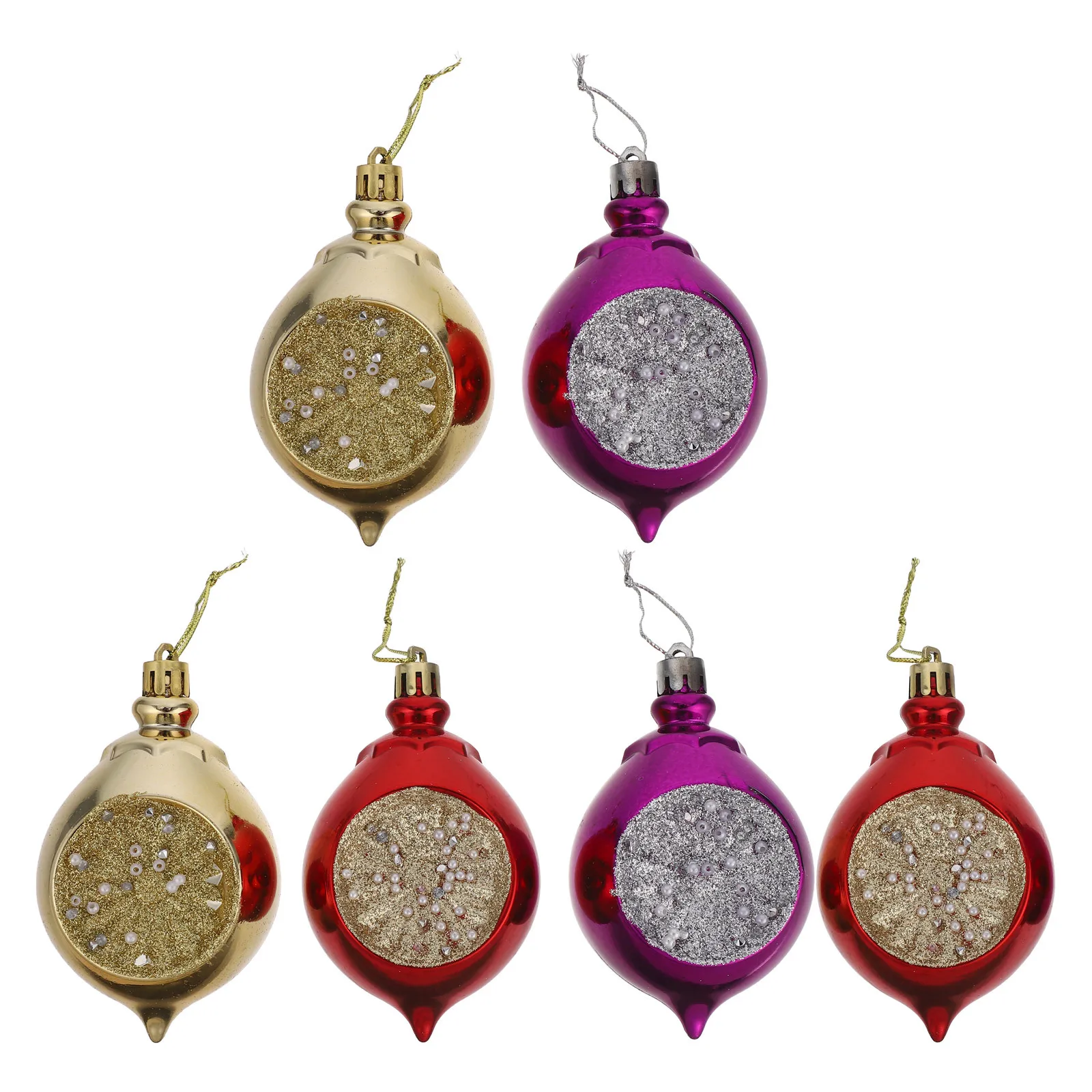 

6Pcs Christmas Ball Ornaments Shatterproof Teardrop Baubles Plastic Hanging Decor for Xmas Tree Parties Colorful Tree Ornaments