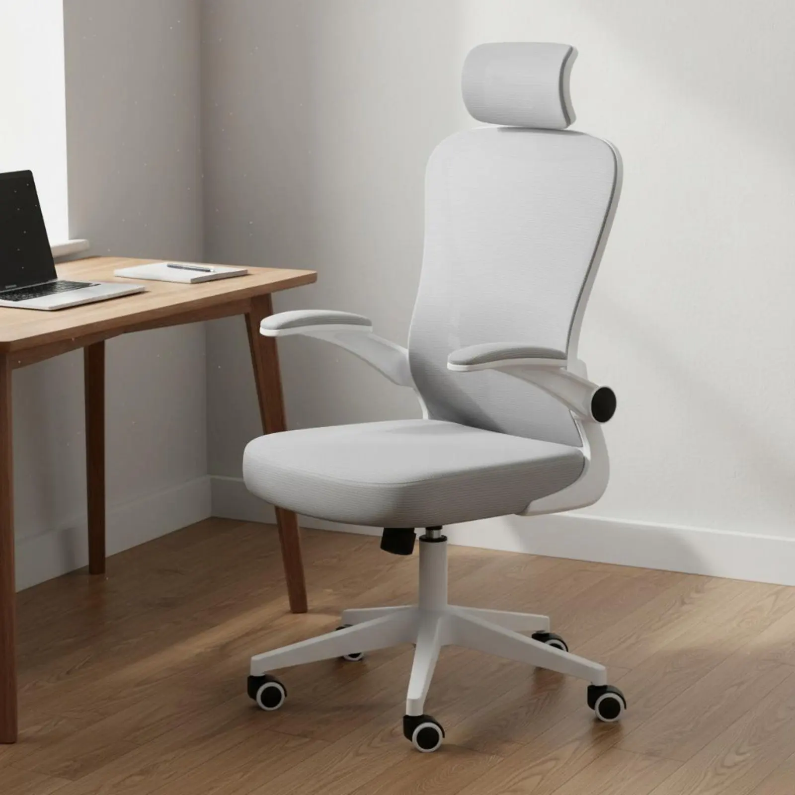 

Ergonomic Office Chair Reclining Backrest Adjustable Computer Chair Flip-up Armrests Space-Saving for PC Gaming Users, Study