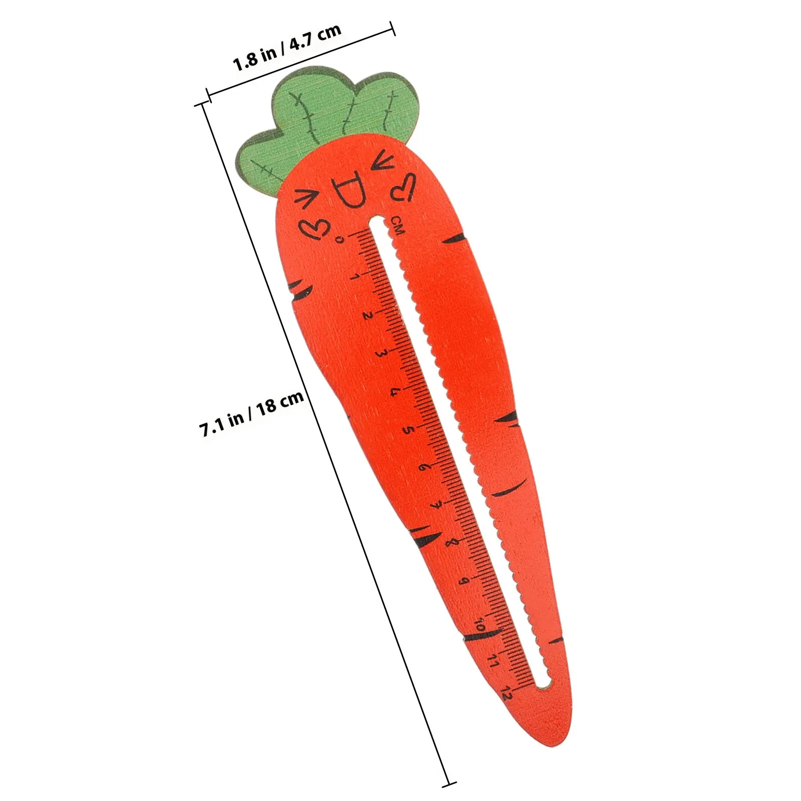 3Pcs Wooden Carrot Cartoon Rulers Students Set Study Supplies School Stationery Drawing Ruler Small Ruler Rulers for Kids