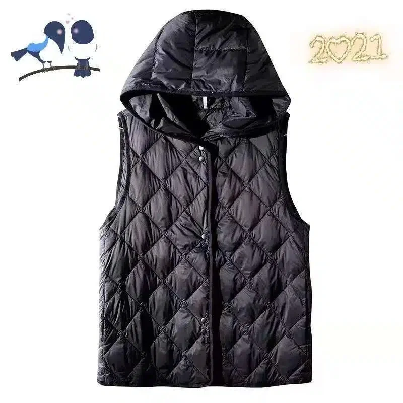 2023 New Thin Hooded Down Cotton-Padded Jacket Wears Joker Vest Women\'s Autumn and Winter Down Cotton Vest Female M918