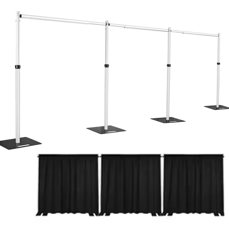

30ft*10ft Adjustable Background Pipe and Drape with Heavy Duty Metal Base Events Backdrop Stand