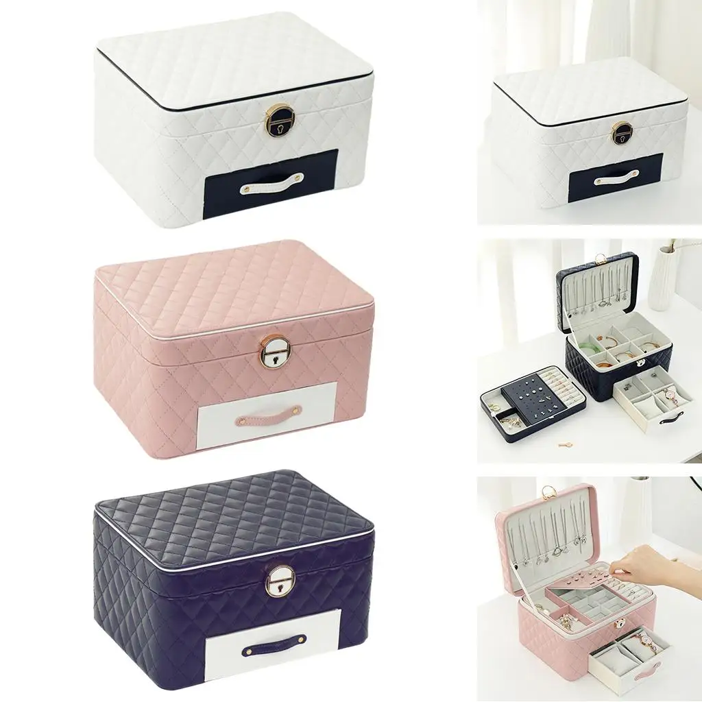 

Jewelry Organizer with Lock and Key Jewelry Storage Box for Birthdays Women