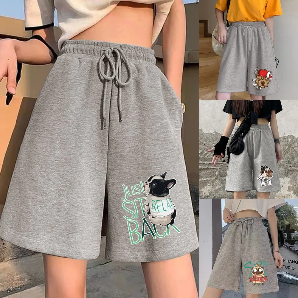 

Female Shorts Cute Puppy Print Fashion Korean Students Harajuku Cropped Pants Simple Shorts Women Casual Streetwear