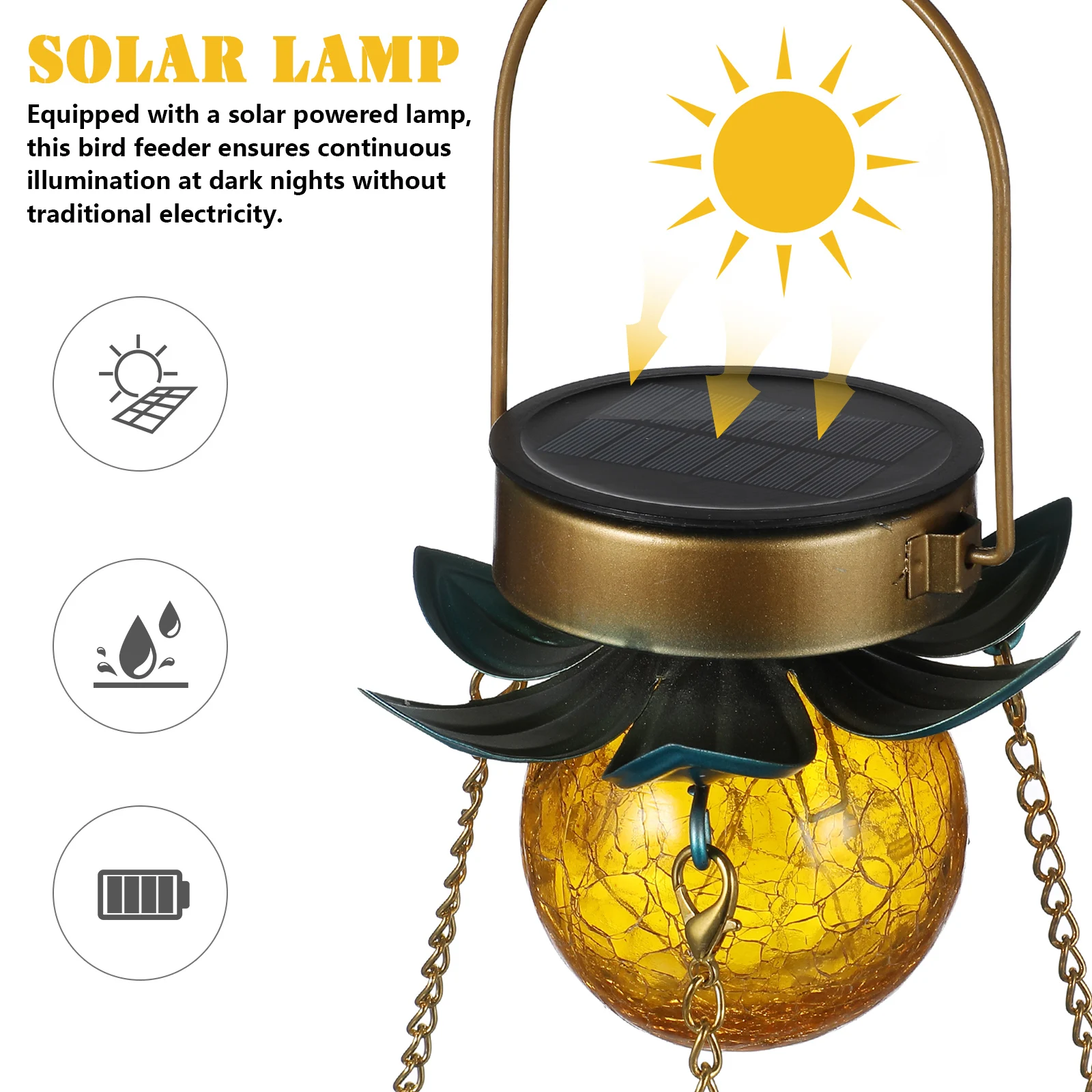 

Solar Bird Feeder Tray with Water Dish for Outdoor Hanging Wild Bird Bath Platform Pet Supplies Accessories Vintage Style