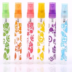 Flacon pulvérisateur de parfum en verre, 10ml, impression de fleurs, Transparent, atomiseur rechargeable, échantillon, récipient cosmétique