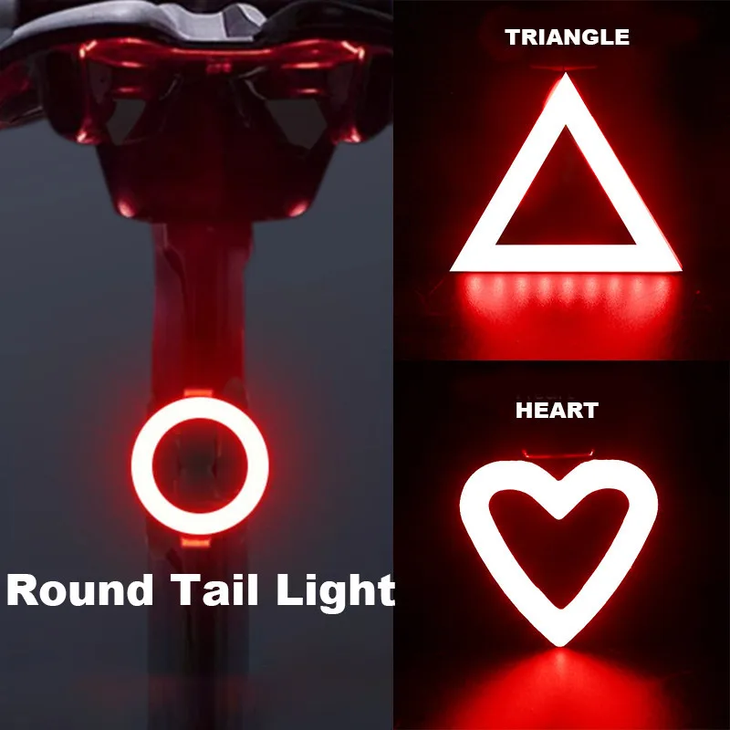 BUCKLOS Bicycle Light Heart Shape Bike Rear Lamp Waterproof USB Rechargeable Led Bike Taillight Flash Rear Lights for Mtb Bike