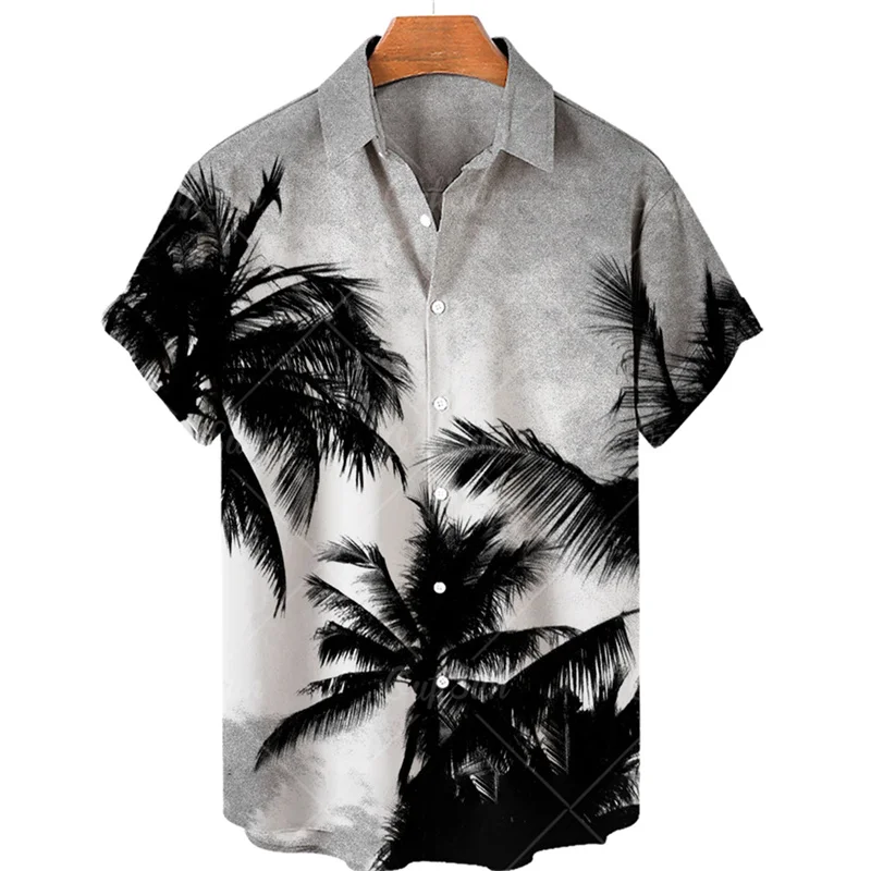 Men\'s Casual Hawaii Short Sleeve Shirt Coconut Tree Overfit Tropical Luxury Style Vacation Dazn Goth Camisa Floral Clothes Best