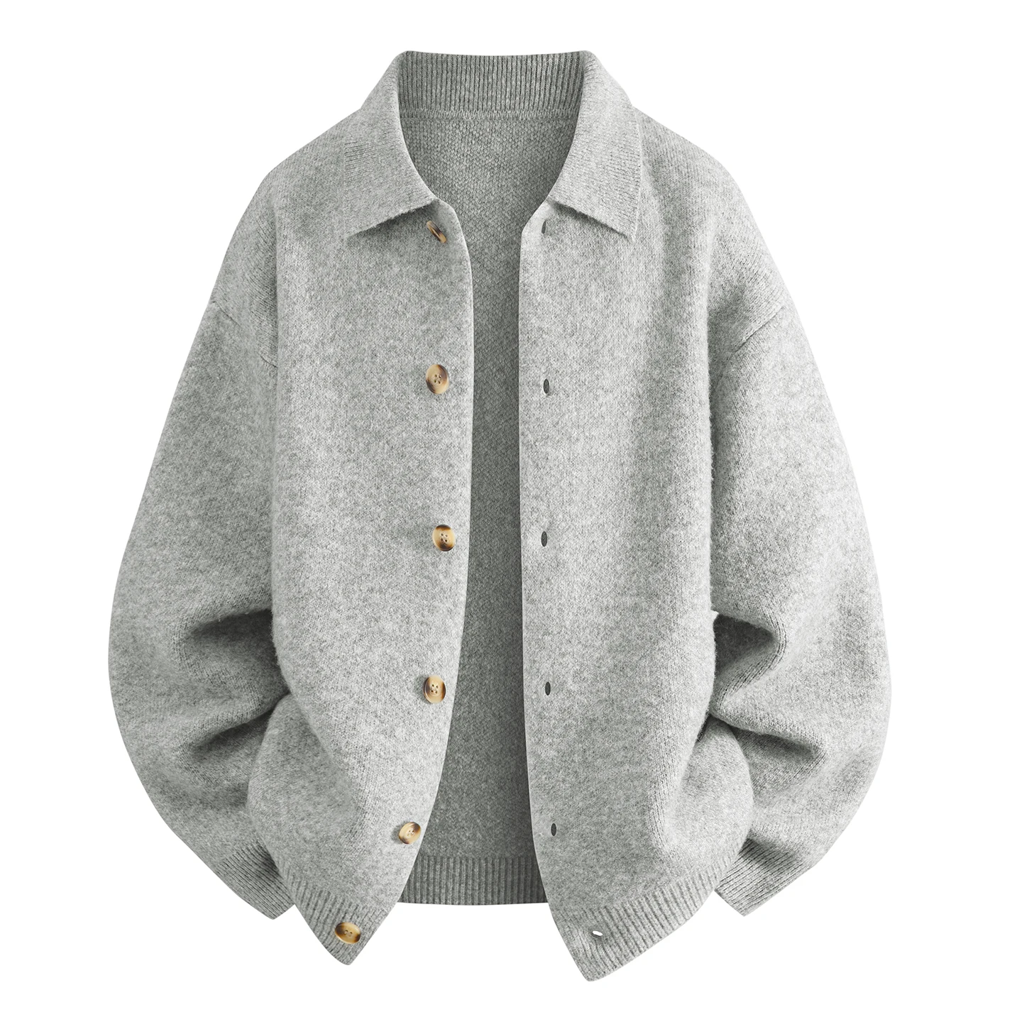 Autumn Luxury New Men's Sweater Button Knit Lapel Cardigan Top Solid Color Clothes Comfortable Commuting Simple Men's Clothing