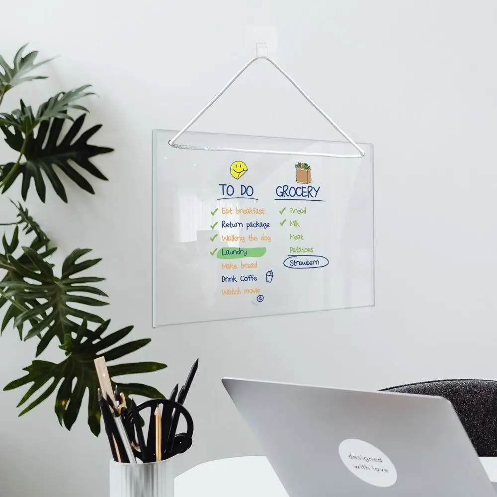لوحة رسائل شفافة من الأكريليك لوحة عرض معلقة على الحائط، كتابة يدوية شهرية أسبوعية، سبورة بيضاء قابلة للمسح لتزيين المنزل