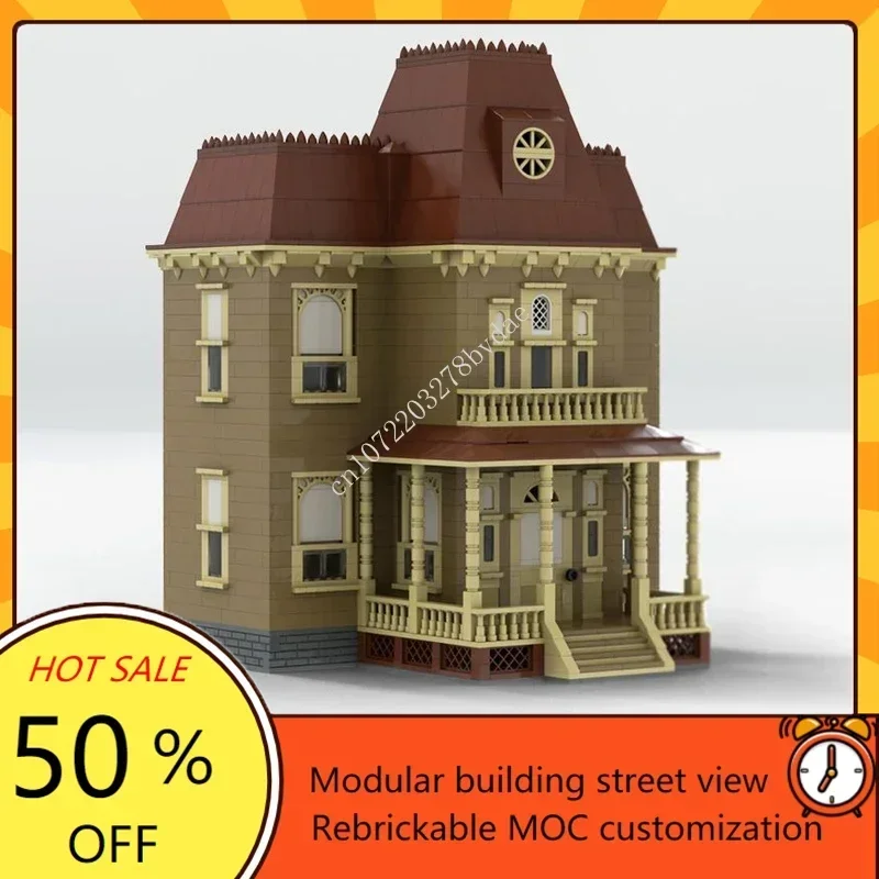 

2186PCS Customized MOC Psycho House street view Modular Model Building Blocks Bricks Children birthday toys Christmas gifts