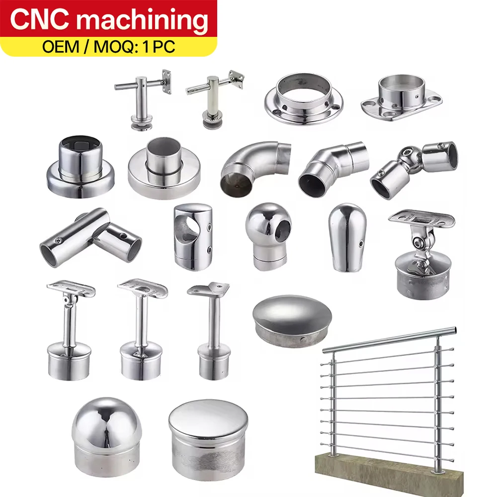 

Custom Modern Design Stainless Steel Stair Handrail Hardware Accessories Guardrail Glass Balustrade Handrail Balcony Fittings