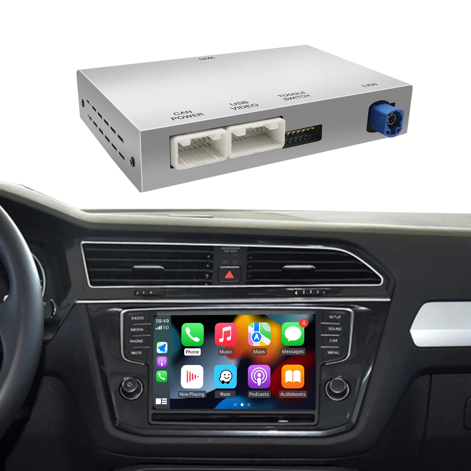 For VW Golf 7 MIB1/MIB2 Tiguan Lamando Magotan Phiang Teramont wireles Carplay Android Auto with Support OEM aftermarket cameras