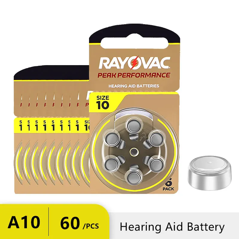 Zinc Air Hearing Aid Battery A10 10A PR70 ZA10 P10 60Pcs Replacement Cells for Mini Digital Hearing Aid Devices