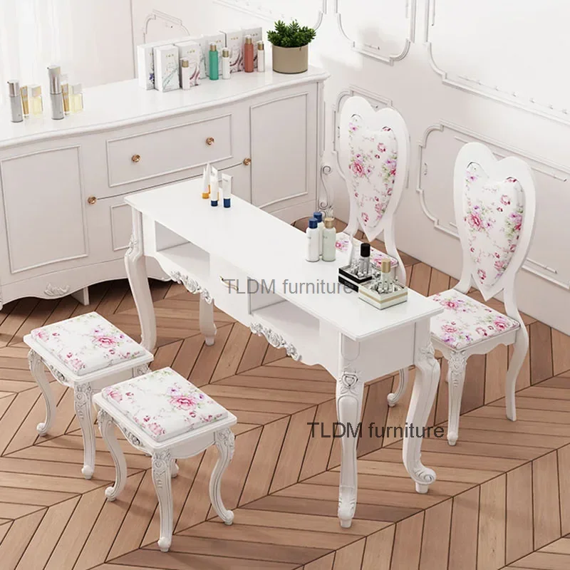 

European Single Nail Tables Nail Shop Paint Professional Manicure Table Light Luxury Double Economical Manicure Table for Nails