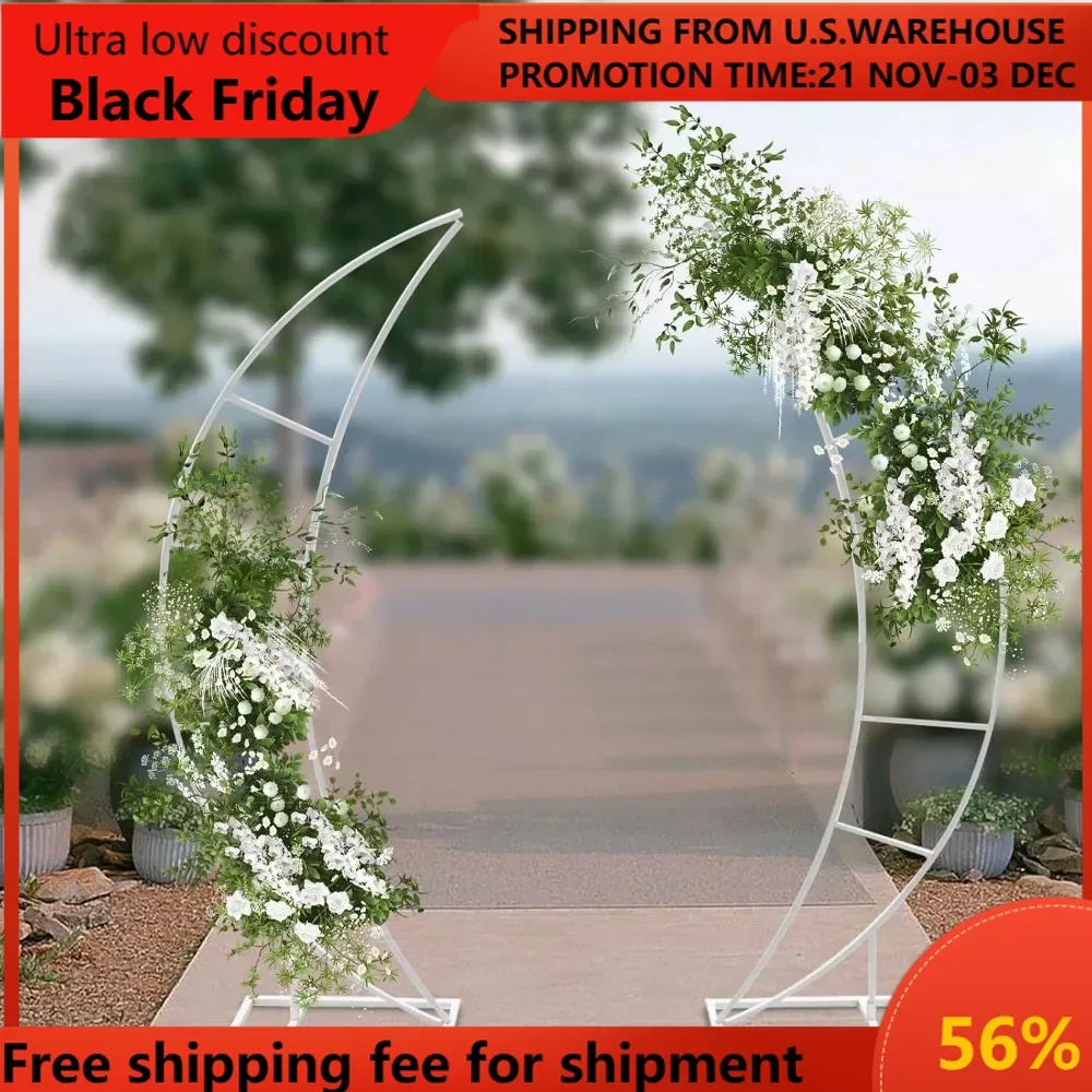 Wedding Moon Archway Backdrop Stand Metal Wedding Background Display Stand 2 Pcs Arch Frame Flowers Greenery Balloon Decoration