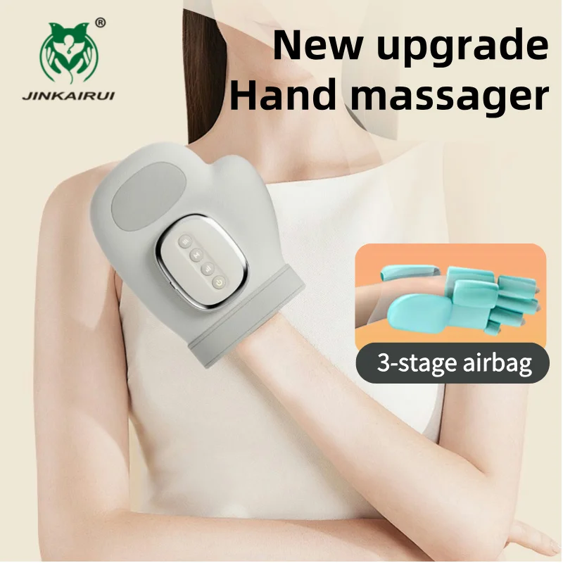 

Electric Hand Massager ｗith Airbag Compression Warm Heating Cordless Glove Massager Application for Carpal Tunnel Finger Numbnes