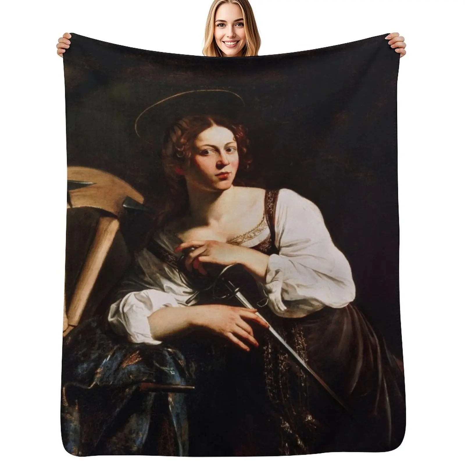 

Caravaggio - Saint Catherine Throw Blanket Personalized Gift Winter beds halloween Sofas Blankets