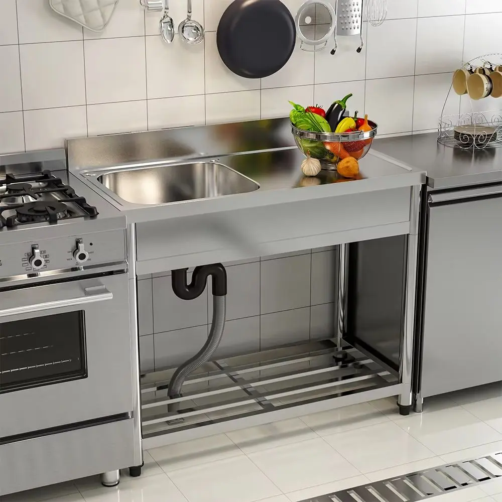 Stainless Steel Commercial Sink with Bowl Side Platform