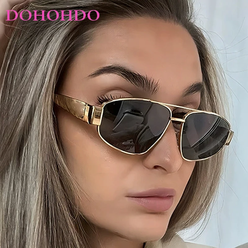 

Fashion Women Men Sun Glasses Retro Anti-UV Spectacles Alloy Eyeglasses Pilot Personality Double Beam Unisex Sunglasses UV400