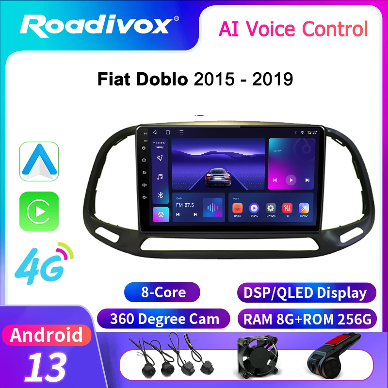 

Автомобильное радио Roadivox Android для Fiat Doblo 2015 2019, GPS-навигация, видео, мультимедийный плеер, магнитофон, carplay